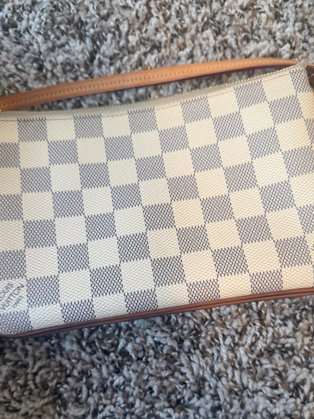Louis Vuitton White Damier Azur Crossbody with Brown Leather Strap - Picture 3 of 16